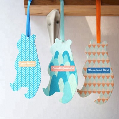 Customized logo colorful  paper hanging air freshener with pp bag , air freshener with rope