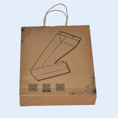 Custom gift kraft paper bag shopping bag with rope handle