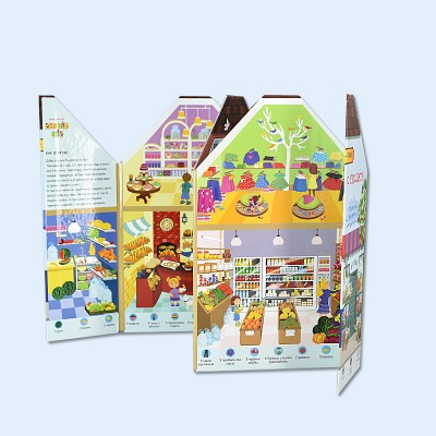 Children's playing game board house shape  foldable cardboard board